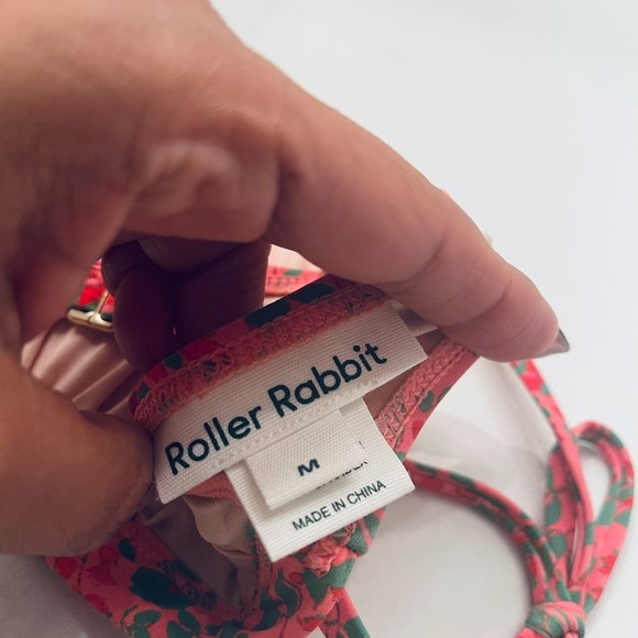 Roberta Roller Rabbit Rhody Mixed Floral Tie Shoulder Bralette Bikini Top Medium - Picture 7 of 8